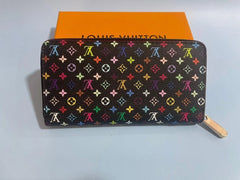Louis Vuitton Monogram Multicolor Takashi Murakami Zippy Long Wallet Black