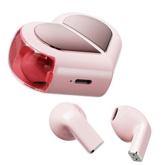 Pink Heart Design Wireless Earphones for Girls