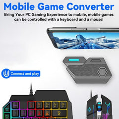 One Hand RGB Mobile Gaming Keyboard and Mouse Combo