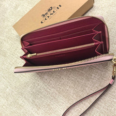 Coach CW778 Long Zip-Around Wallet in Signature Canvas – Pink – New with Box