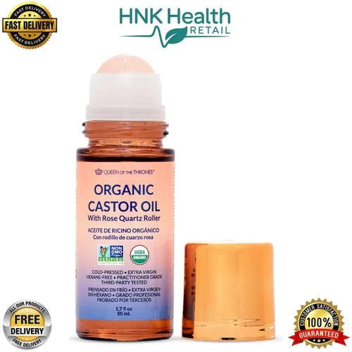 Queen of the Thrones Organic Golden Castor Oil Rose Quartz Roll-On – 1.69 fl oz / 50ml